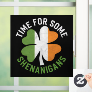 Autocollant Pour Fenêtre Heure pour certains Shenanigans Clover St Patrick'