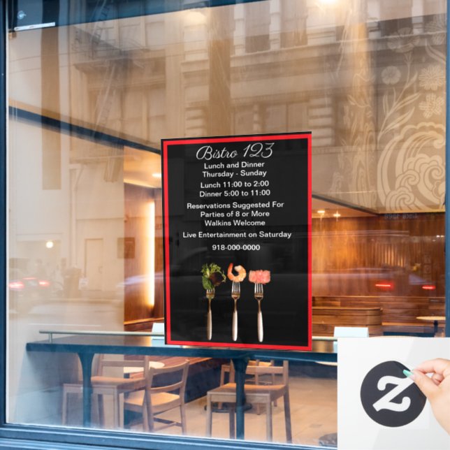 Autocollant Pour Fenêtre Heures d'affaires modernes (Fenêtre de café)