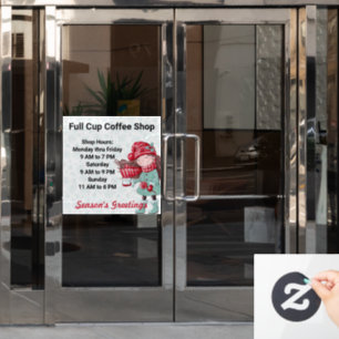 Autocollant Pour Fenêtre Heures de magasin Noël Motif vacances Texte person