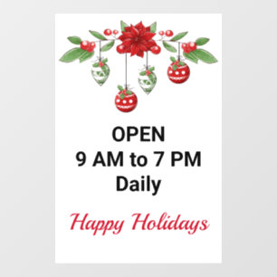 Autocollant Pour Fenêtre Heures de magasin Noël Motif vacances Texte person