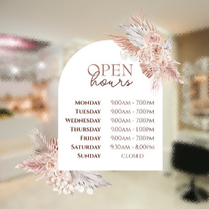 Autocollant Pour Fenêtre Heures d'ouverture autocollant fenêtre Roses et Ar