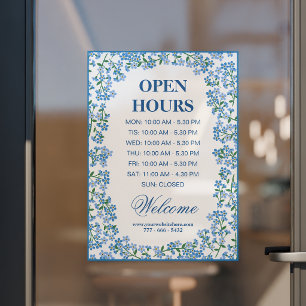 Autocollant Pour Fenêtre Heures d'ouverture de la bordure de Ne m'oubliez p
