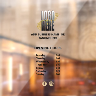 Autocollant Pour Fenêtre Heures d'ouverture de l'entreprise avec logo