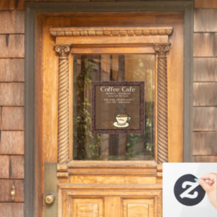 Autocollant Pour Fenêtre Heures d'ouverture de l'entreprise de café en vitr