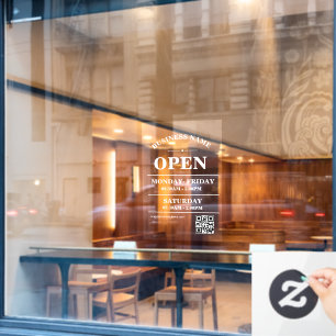 Autocollant Pour Fenêtre Heures d'ouverture de l'entreprise moderne logo et