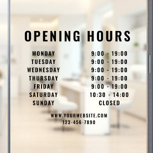Autocollant Pour Fenêtre Heures d'Ouverture de l'Entreprise Moderne Minimal