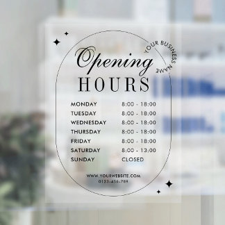 Autocollant Pour Fenêtre Heures d'ouverture de logo d'entreprise tendance m