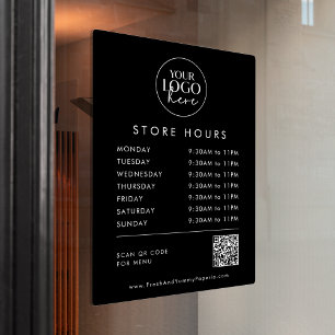 Autocollant Pour Fenêtre Heures d'ouverture de magasin de code QR de logo d