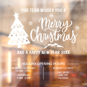 Autocollant Pour Fenêtre Heures d'ouverture de Noël pour les entreprises