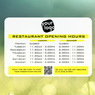 Autocollant Pour Fenêtre Heures d'ouverture déjeuner dîner personnalisées p