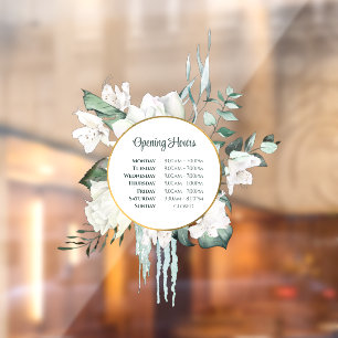 Autocollant Pour Fenêtre Heures d'ouverture du cercle d'or de la verdure d'