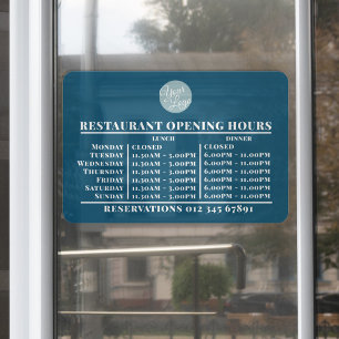 Autocollant Pour Fenêtre Heures d'ouverture du déjeuner et du dîner avec lo