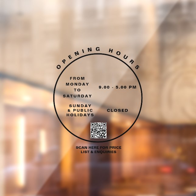 Autocollant Pour Fenêtre Heures d'ouverture élégantes Boutique Bureau Clôtu (Feuille 2)