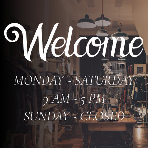 Autocollant Pour Fenêtre Heures d'ouverture élégantes   Ouverture de temps 