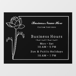 Autocollant Pour Fenêtre Heures d'ouverture Floral Lotus Simple Élégant Ent