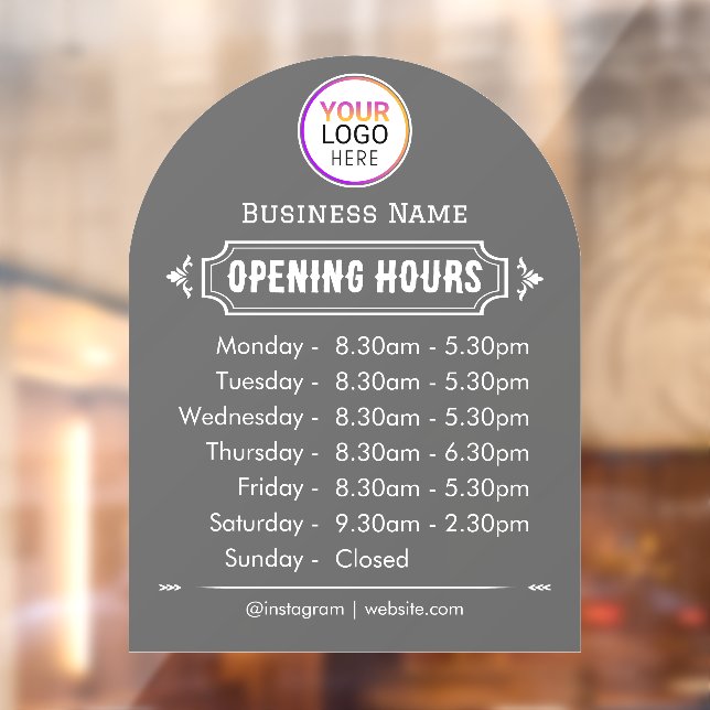 Autocollant Pour Fenêtre Heures d'ouverture | Logo d'entreprise Horaires d' (Feuille 2)