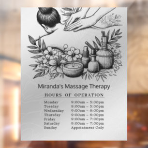 Autocollant Pour Fenêtre Heures d'ouverture Massage Thérapie Mains de Guéri