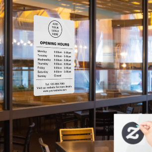 Autocollant Pour Fenêtre Heures du magasin Entreprise Entreprise Logo ici
