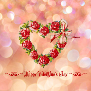 Autocollant Pour Fenêtre Heureuse Sainte-Valentin de couronne vintage de fl
