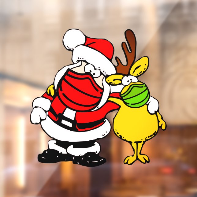 Autocollant Pour Fenêtre Holliday Santa Claus Reindeer Visage Masque Pals V (Feuille 2)