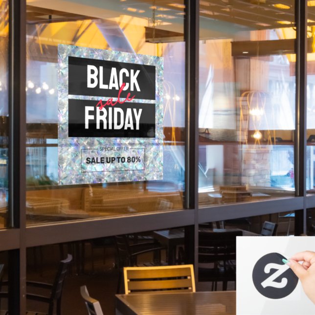 Autocollant Pour Fenêtre Holographic Opal Stone Background Sale (Fenêtre du restaurant)