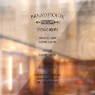 Autocollant Pour Fenêtre Horaires d'ouverture Boulangerie locale Boutique C