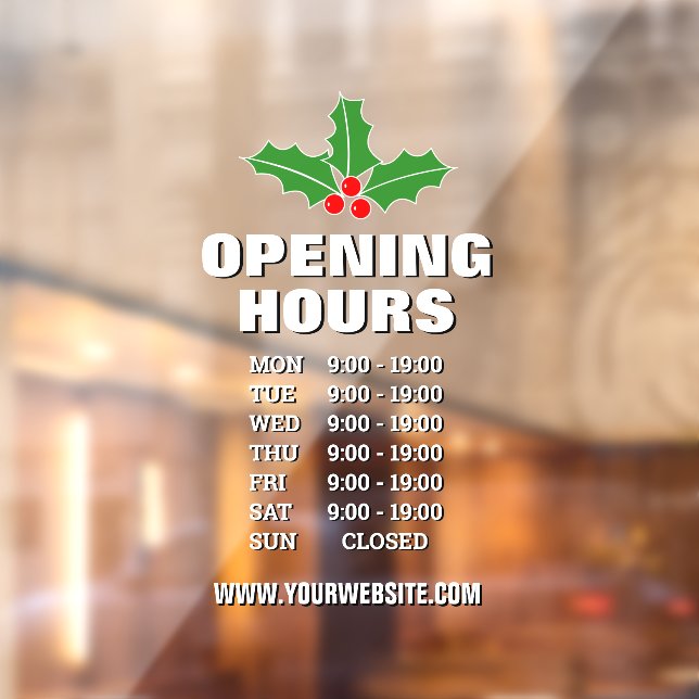 Autocollant Pour Fenêtre Horaires d'ouverture de Noël enseigne de magasin C (Feuille 2)