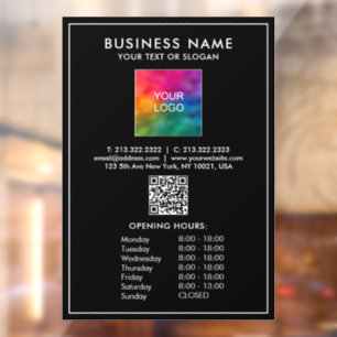 Autocollant Pour Fenêtre Horaires d'ouverture Logo d'entreprise Code QR Mod