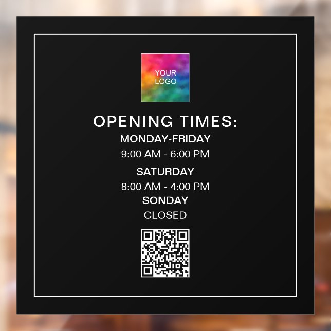 Autocollant Pour Fenêtre Horaires d'ouverture personnalisées Logo Code QR M (Feuille 2)
