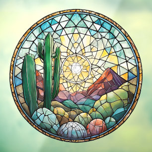 Autocollant Pour Fenêtre Horloge murale du désert de Cactus Sud-Ouest