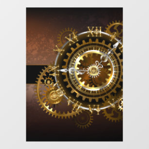 Autocollant Pour Fenêtre Horloge Steampunk avec des engrenages anciens