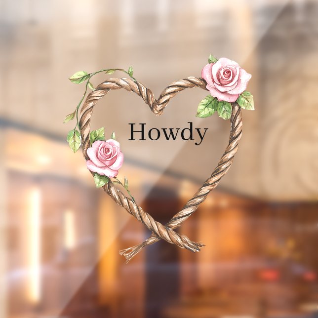 Autocollant Pour Fenêtre Howdy Cowgirl Pink Floral Rope Heart (Feuille 2)