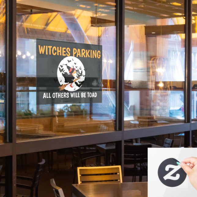 Autocollant Pour Fenêtre Humour de stationnement pour les sorcières d'Hallo (Fenêtre du restaurant)