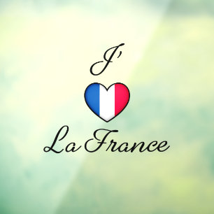 Autocollant Pour Fenêtre "I heart France" Fierté française "J'adore La Fran