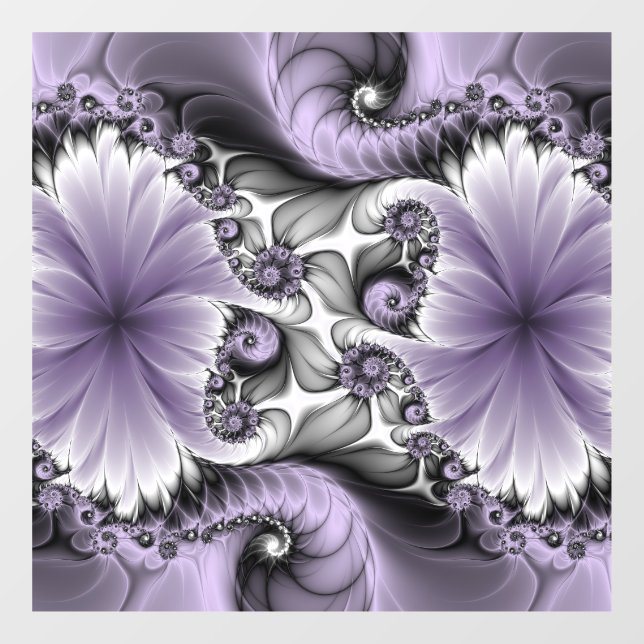 Autocollant Pour Fenêtre Illusion Lilac Abstrait Floral Fractal Art Imagina (Feuille)