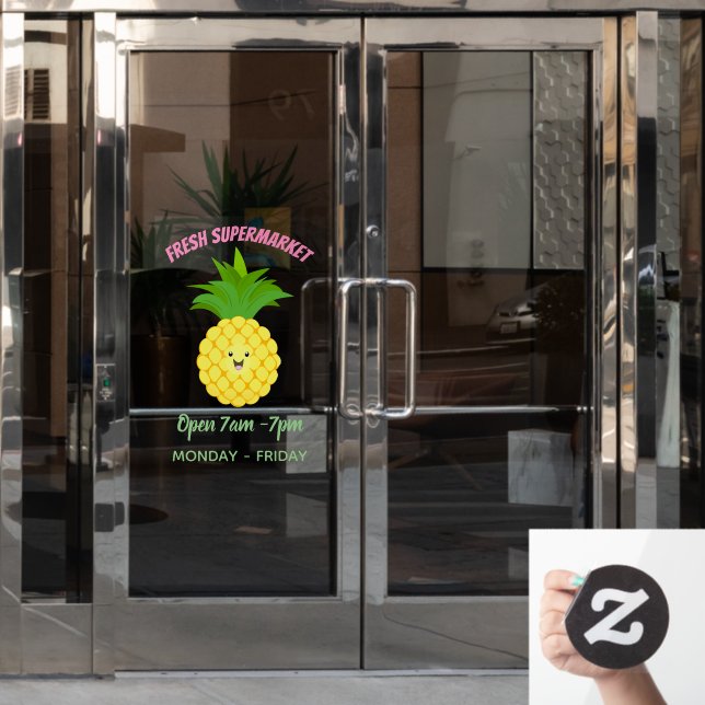 Autocollant Pour Fenêtre Illustration d'ananas mignon (Porte de bureau)