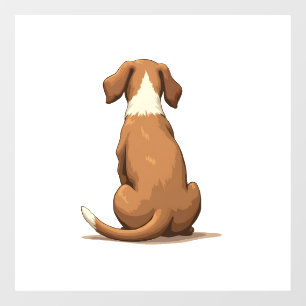 Autocollant Pour Fenêtre Illustration de chien vue arrière vintage marron e