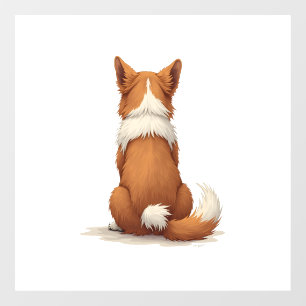 Autocollant Pour Fenêtre Illustration de chien vue de dos vintage sur fond 