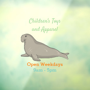 Autocollant Pour Fenêtre Illustration de dessin de phoque éléphant