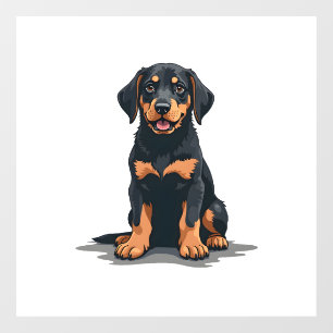 Autocollant Pour Fenêtre Illustration de dos de chien noir et feu vintage P