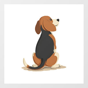 Autocollant Pour Fenêtre Illustration de vue arrière de chien Beagle vintag
