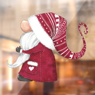 Autocollant Pour Fenêtre Illustration du gnome de Noël rouge