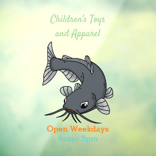 Autocollant Pour Fenêtre Illustration du poisson-chat mignon