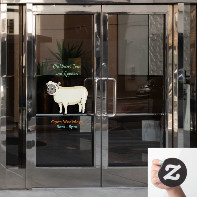 Autocollant Pour Fenêtre Illustration d'un mouton joyeux (Porte de bureau)