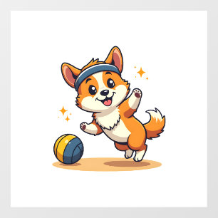 Autocollant Pour Fenêtre Illustration vectorielle de chien de volley-ball C