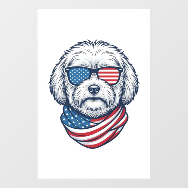 Autocollant Pour Fenêtre Illustration vectorielle de chien duveteux patriot (Feuille)