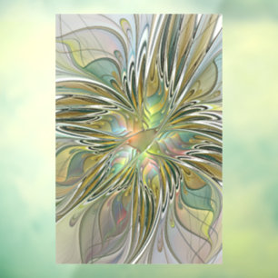 Autocollant Pour Fenêtre Imaginaire Floral Fleur Art Fractal Moderne Avec O