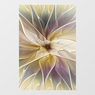 Autocollant Pour Fenêtre Imaginaire Floral Gold Eggplant Art Fractal Abstra