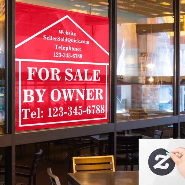 Autocollant Pour Fenêtre Immobilier À VENDRE PAR PROPRIÉTAIRE Personnalisé  (Fenêtre du restaurant)