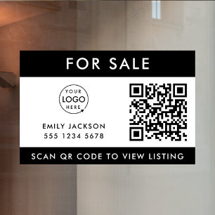 Autocollant Pour Fenêtre Immobilier   Pour la vente Logo d'annonce de code 